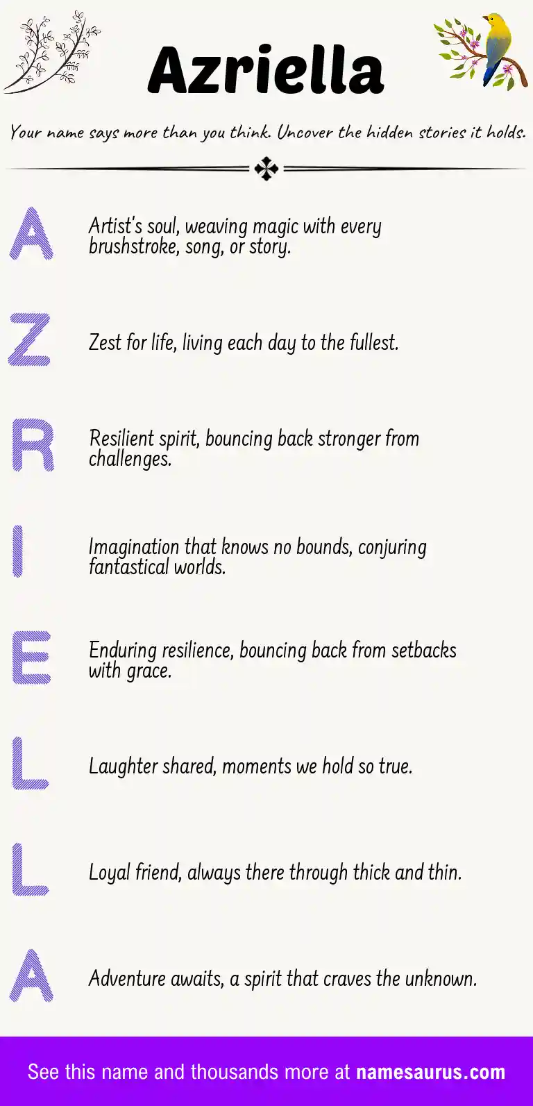 Acrostic poem about Azriella.