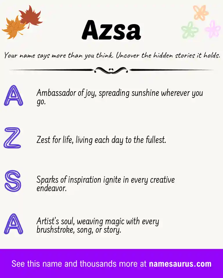 Acrostic poem about Azsa.