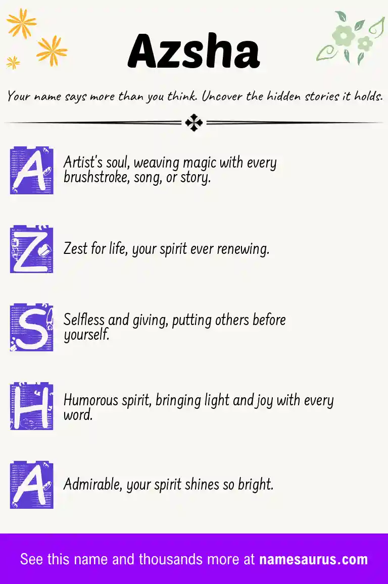 Acrostic poem about Azsha.