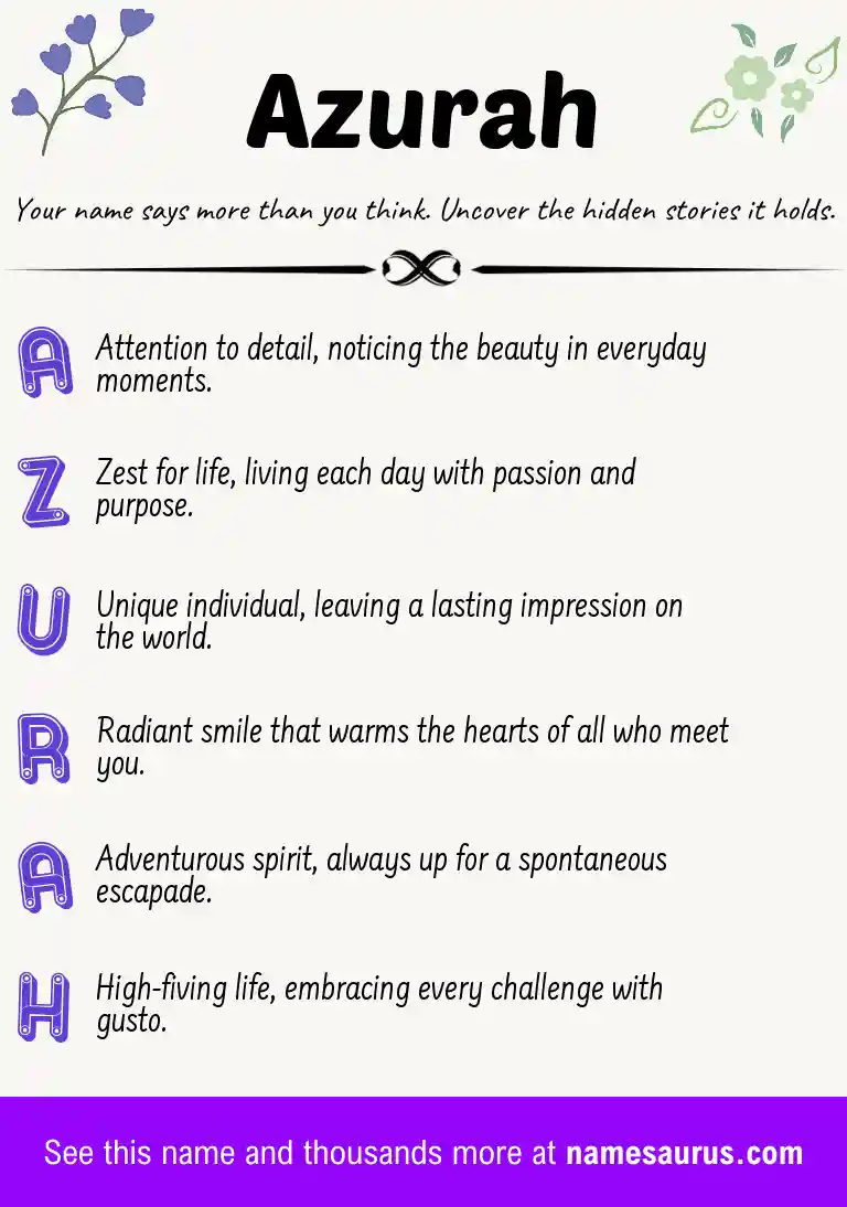 Acrostic poem about Azurah.