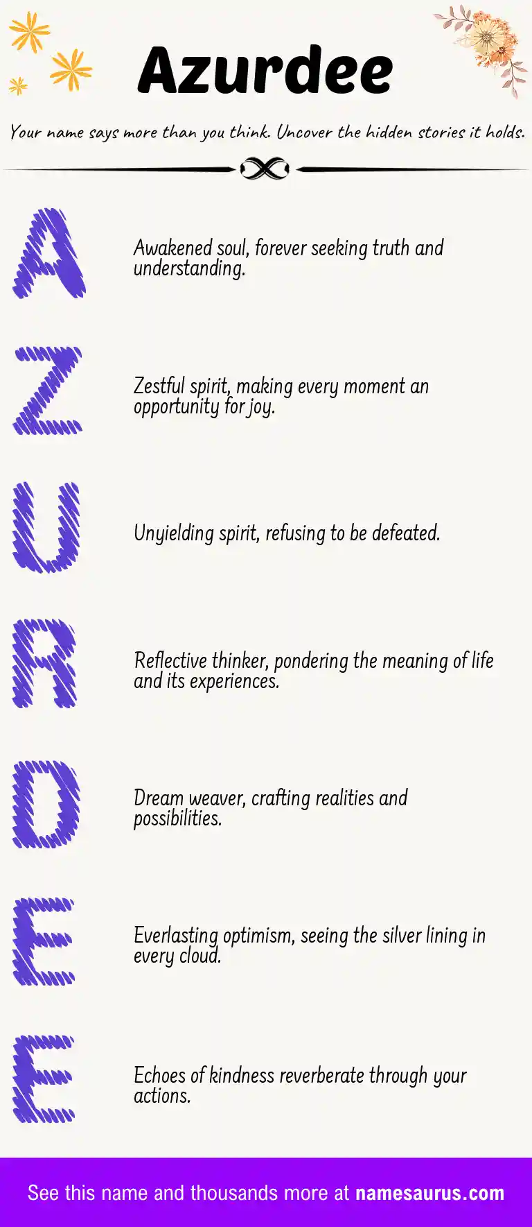 Acrostic poem about Azurdee.