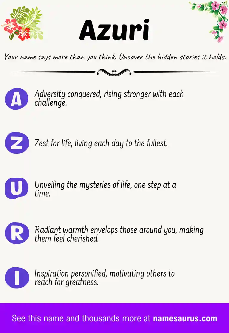 Acrostic poem about Azuri.