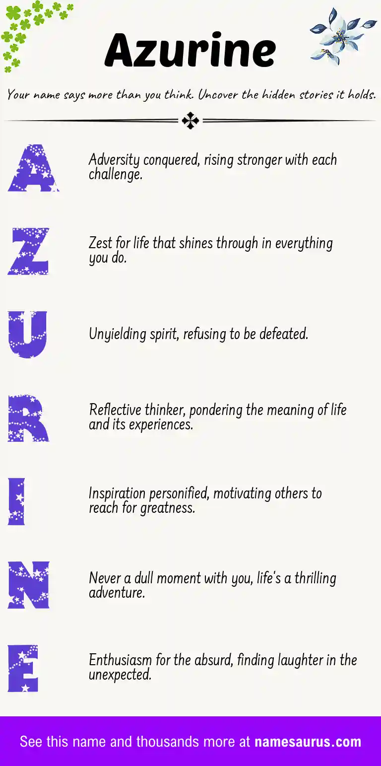 Acrostic poem about Azurine.