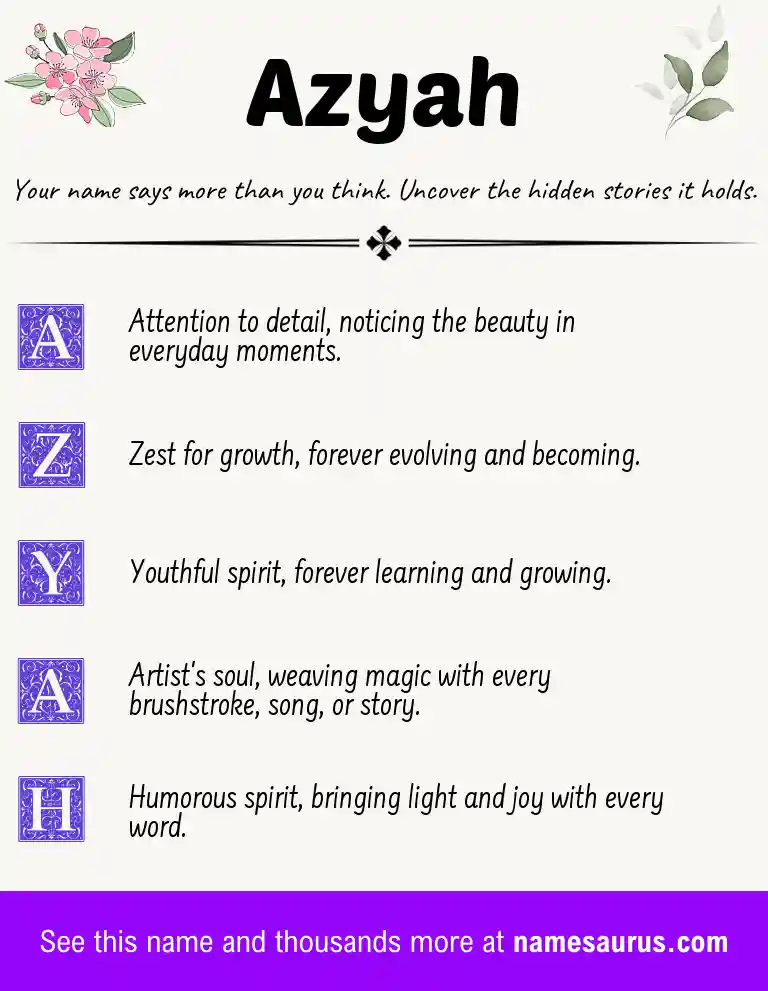 Acrostic poem about Azyah.