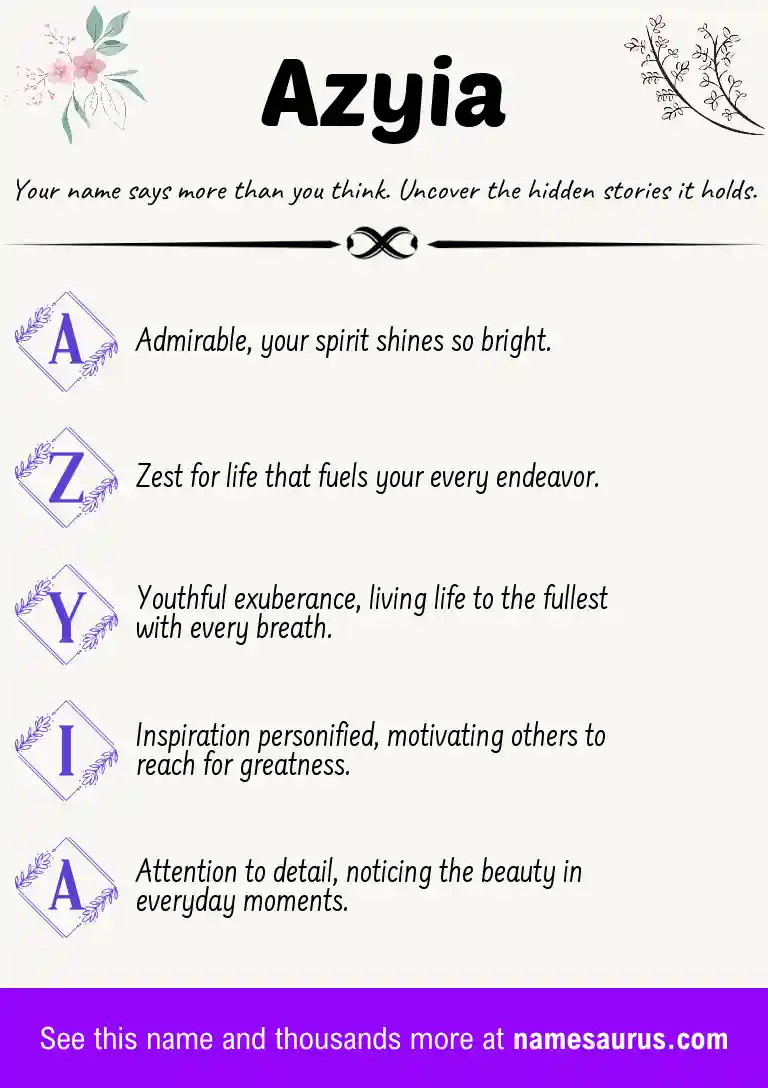 Acrostic poem about Azyia.