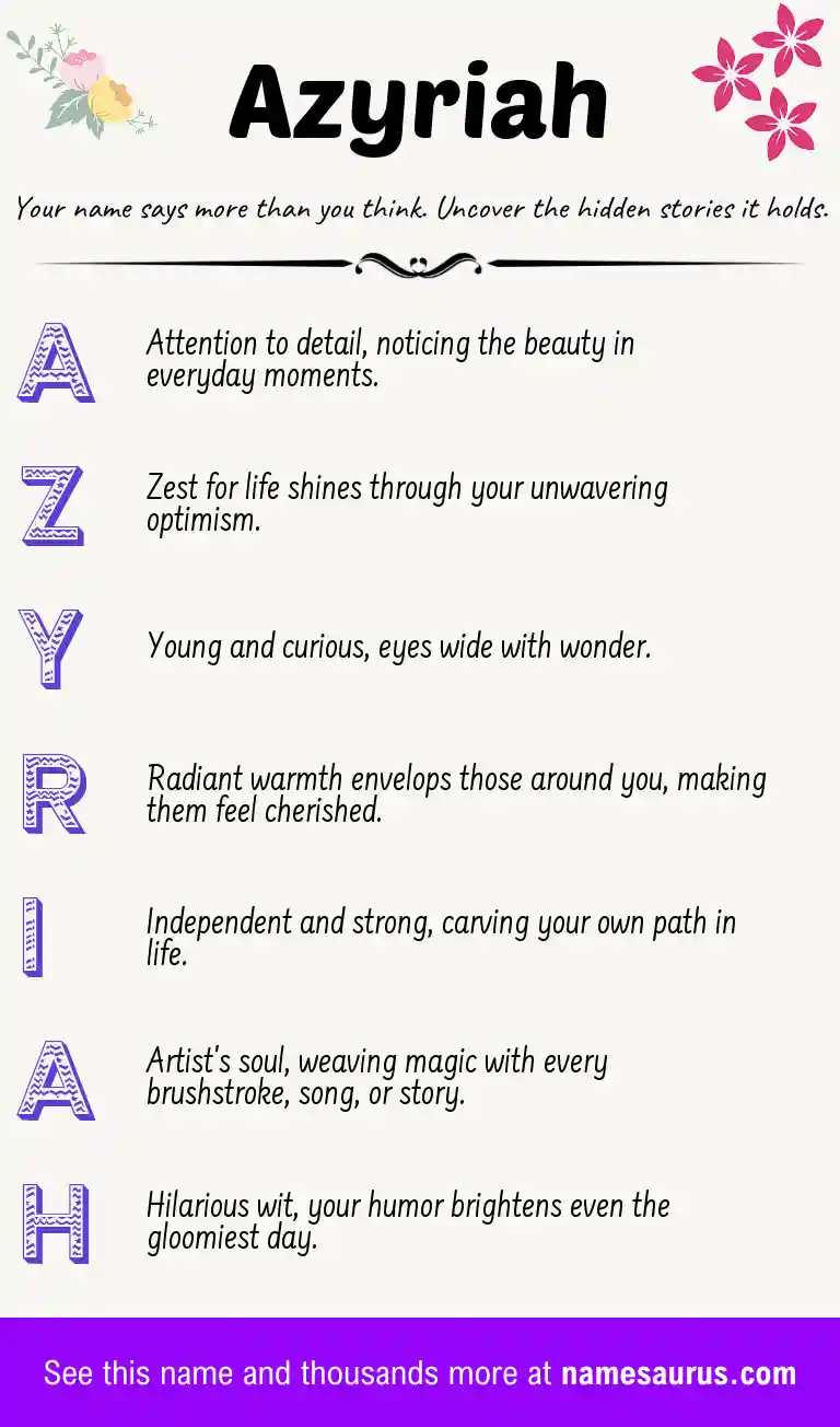 Acrostic poem about Azyriah.