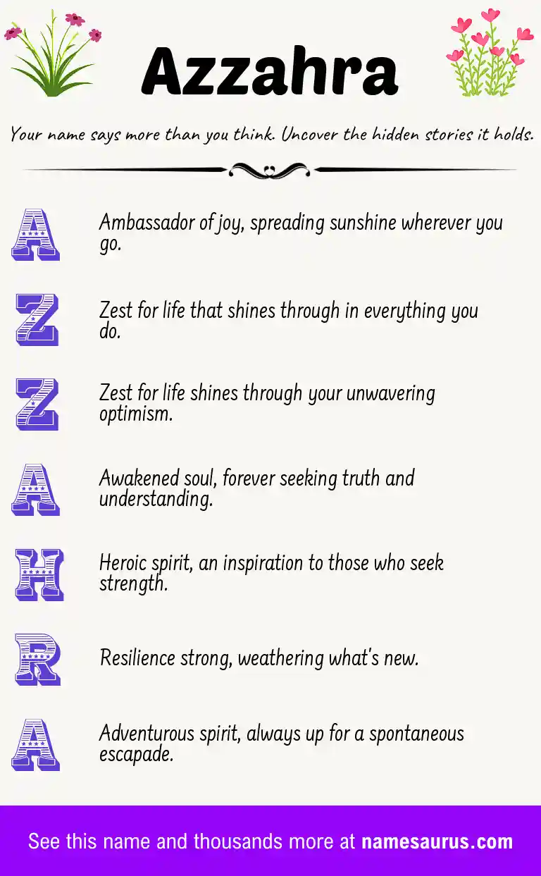Acrostic poem about Azzahra.