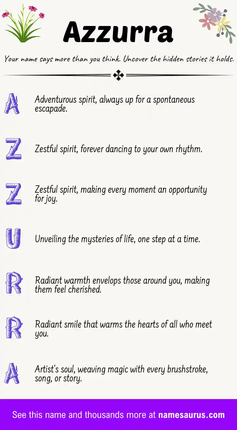 Acrostic poem about Azzurra.