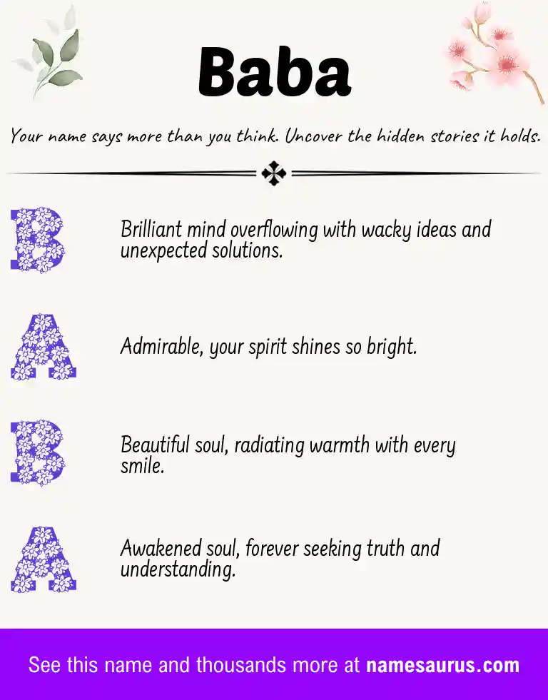 Acrostic poem about Baba.