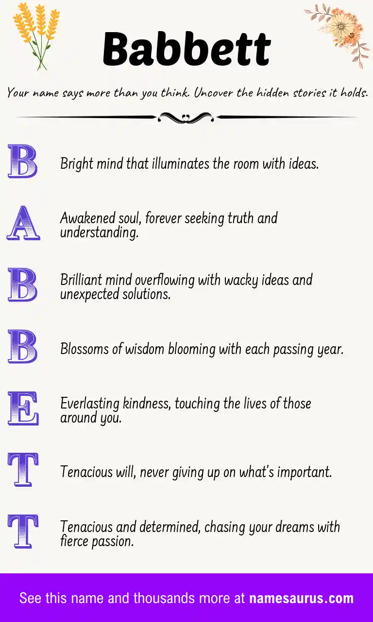 Acrostic poem about Babbett.