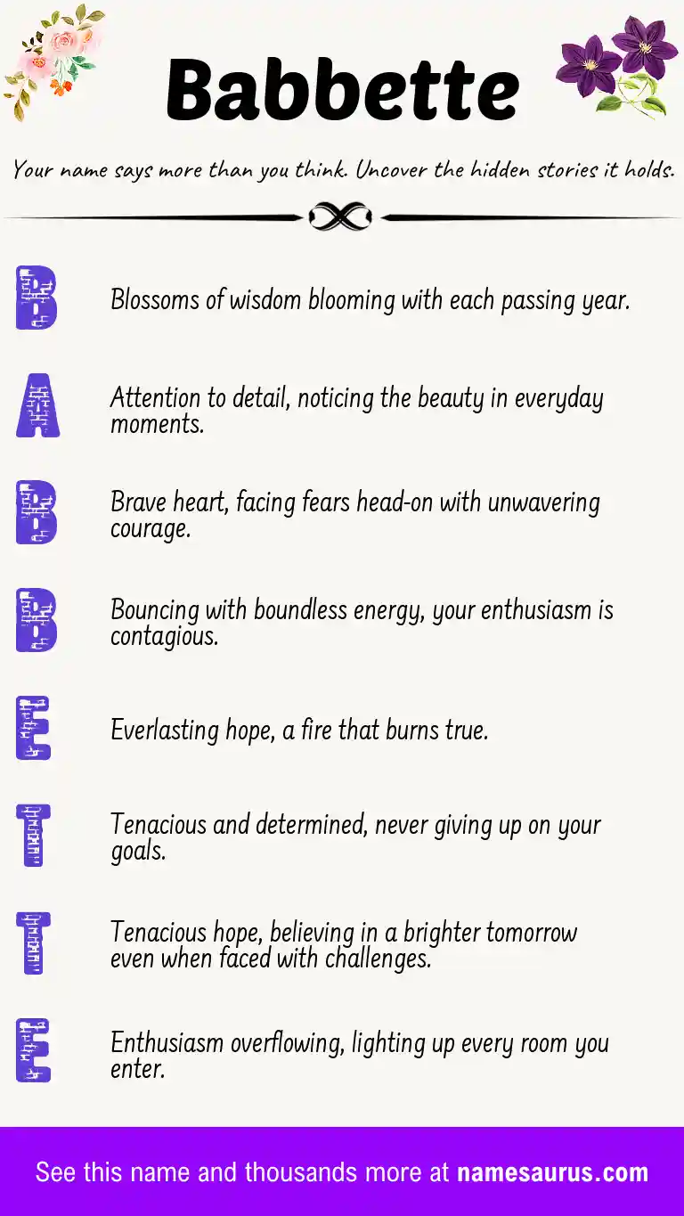 Acrostic poem about Babbette.
