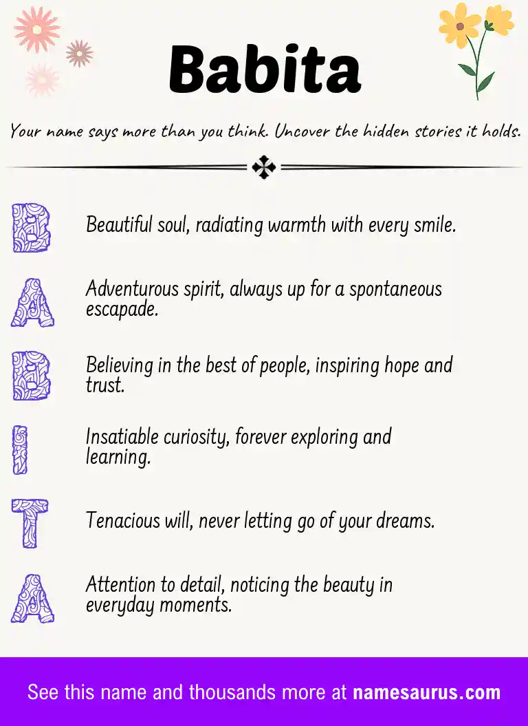 Acrostic poem about Babita.