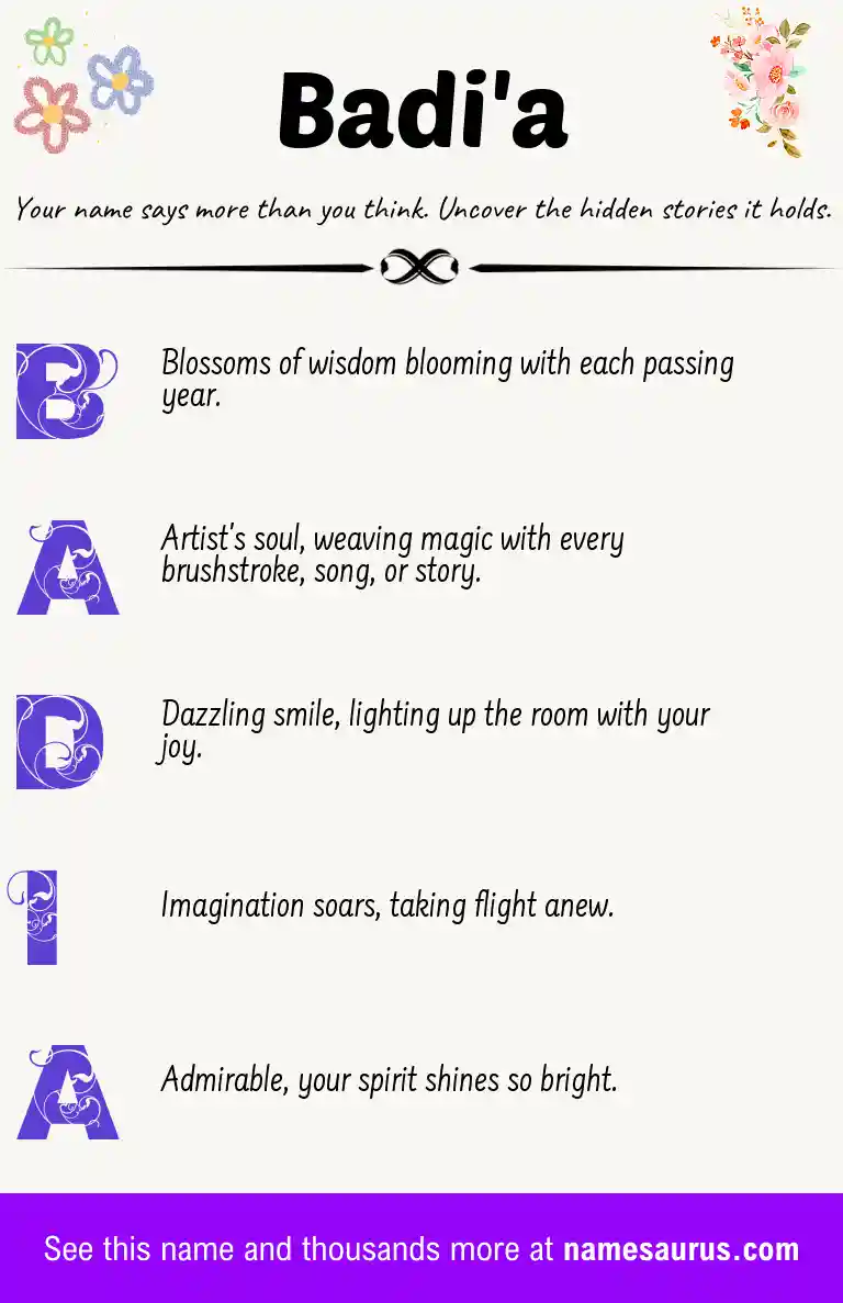 Acrostic poem about Badi'a.