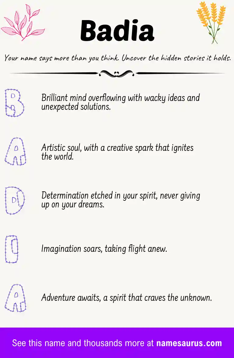 Acrostic poem about Badia.