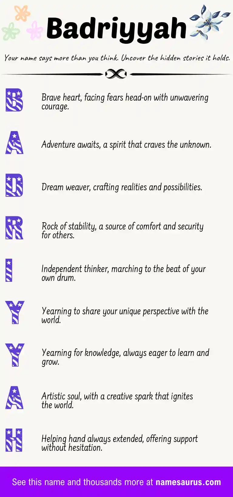 Acrostic poem about Badriyyah.
