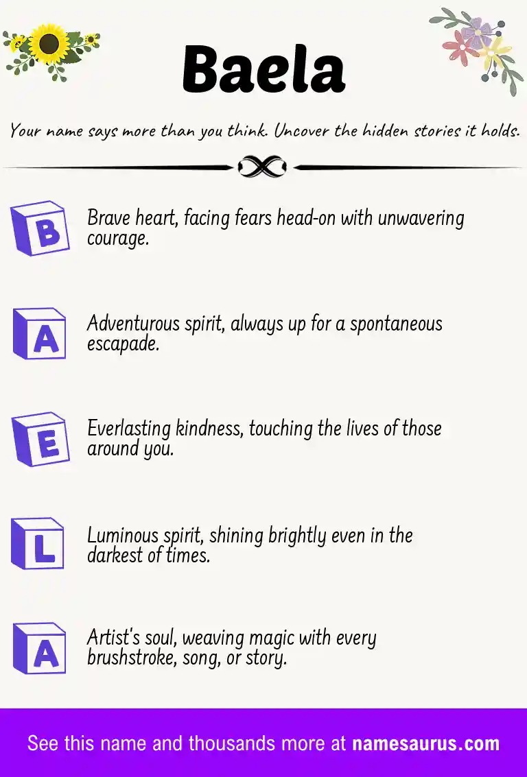 Acrostic poem about Baela.