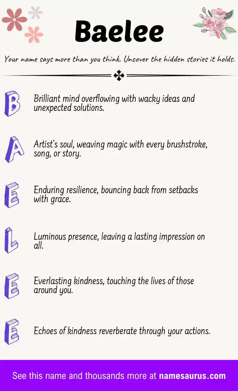 Acrostic poem about Baelee.