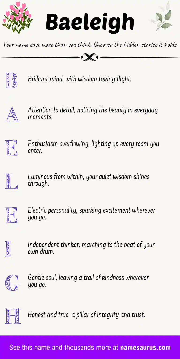 Acrostic poem about Baeleigh.