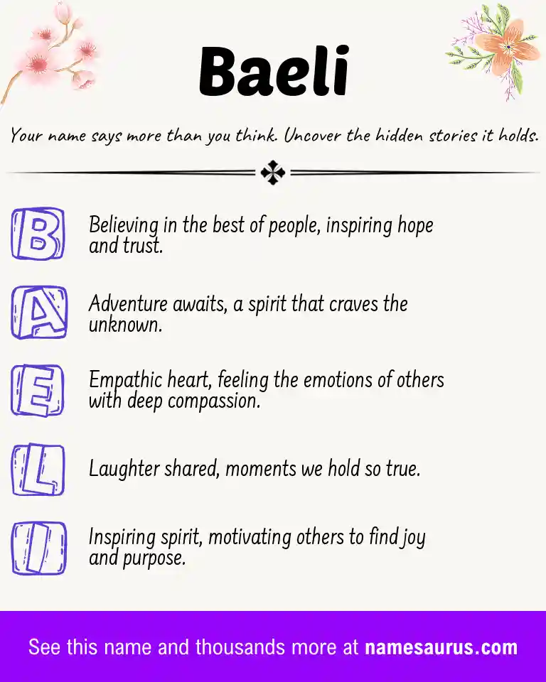 Acrostic poem about Baeli.