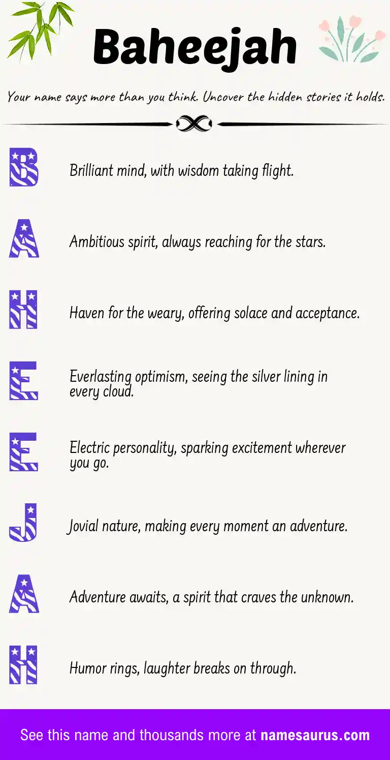 Acrostic poem about Baheejah.