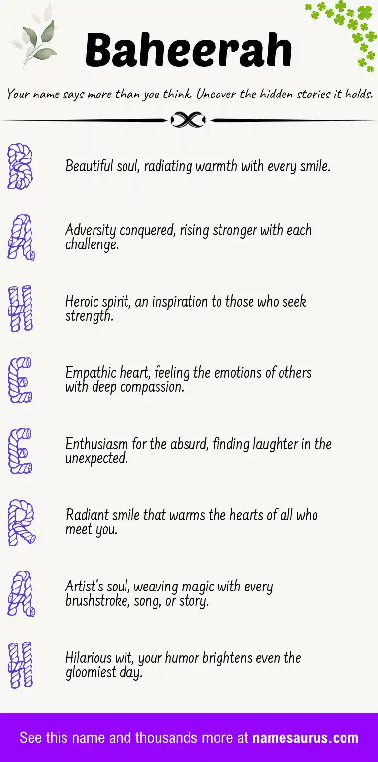Acrostic poem about Baheerah.