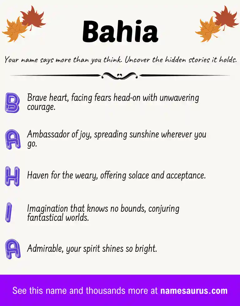 Acrostic poem about Bahia.