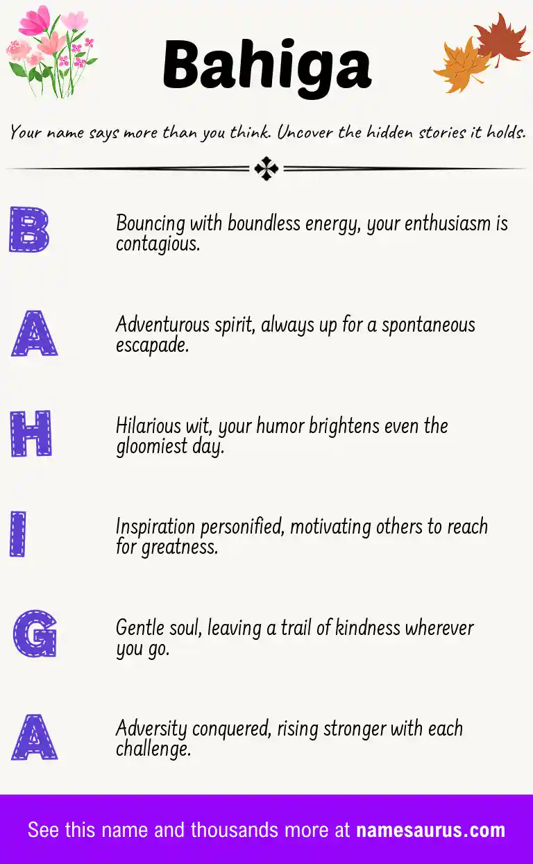 Acrostic poem about Bahiga.