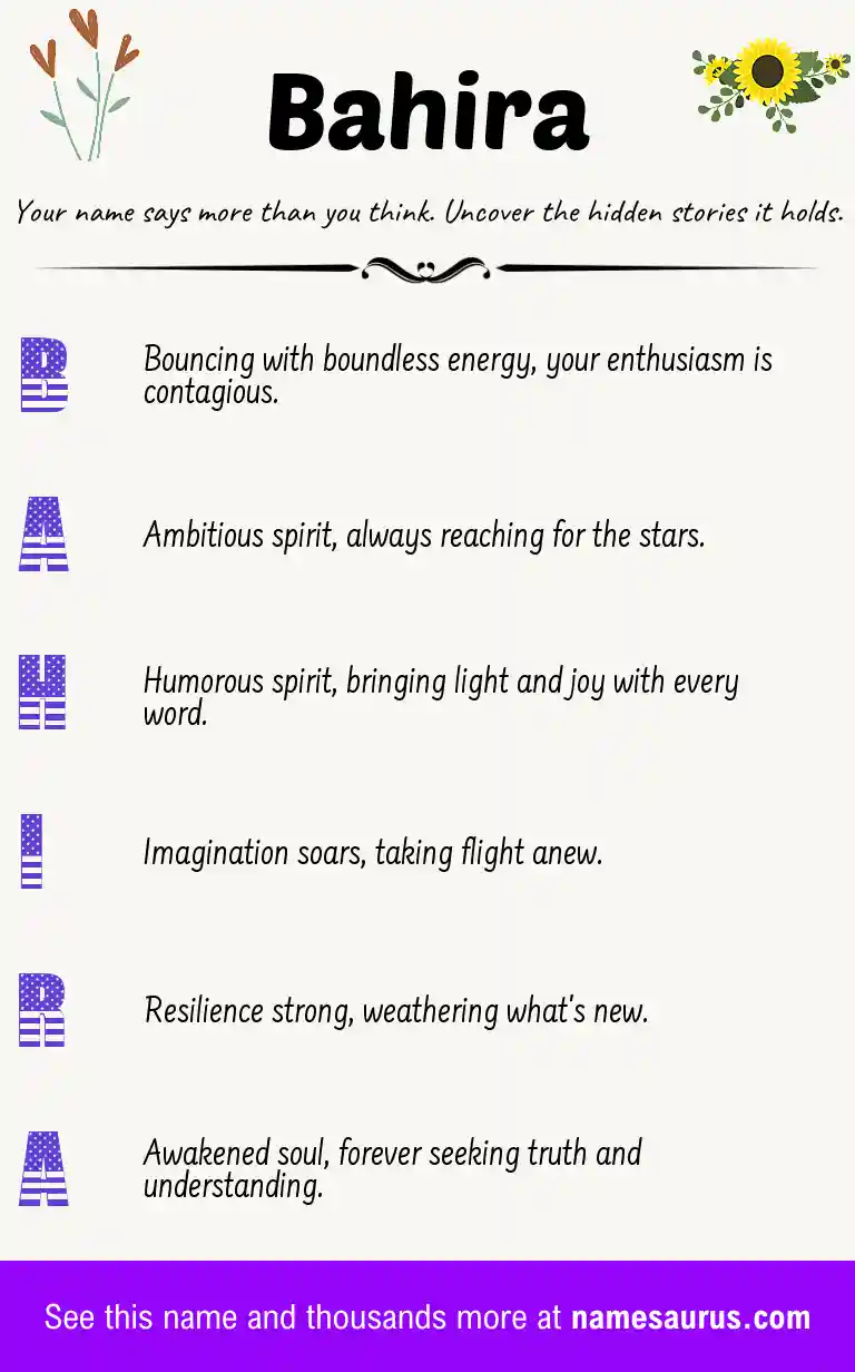 Acrostic poem about Bahira.