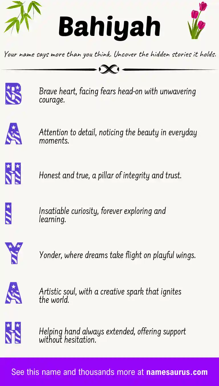 Acrostic poem about Bahiyah.