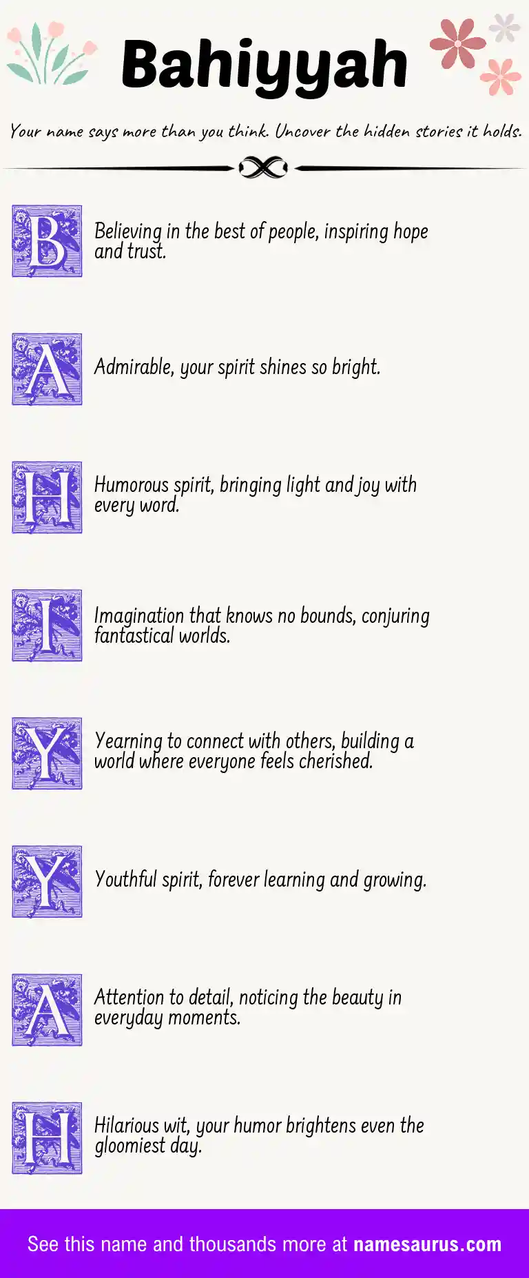 Acrostic poem about Bahiyyah.
