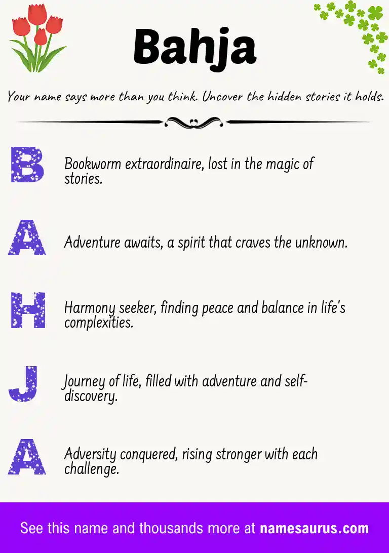 Acrostic poem about Bahja.