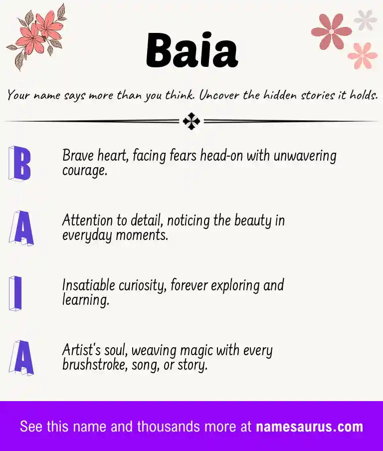 Acrostic poem about Baia.