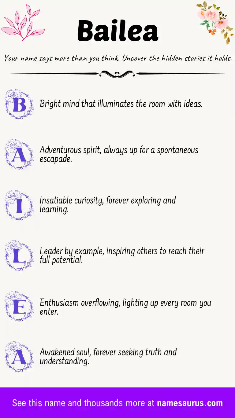 Acrostic poem about Bailea.