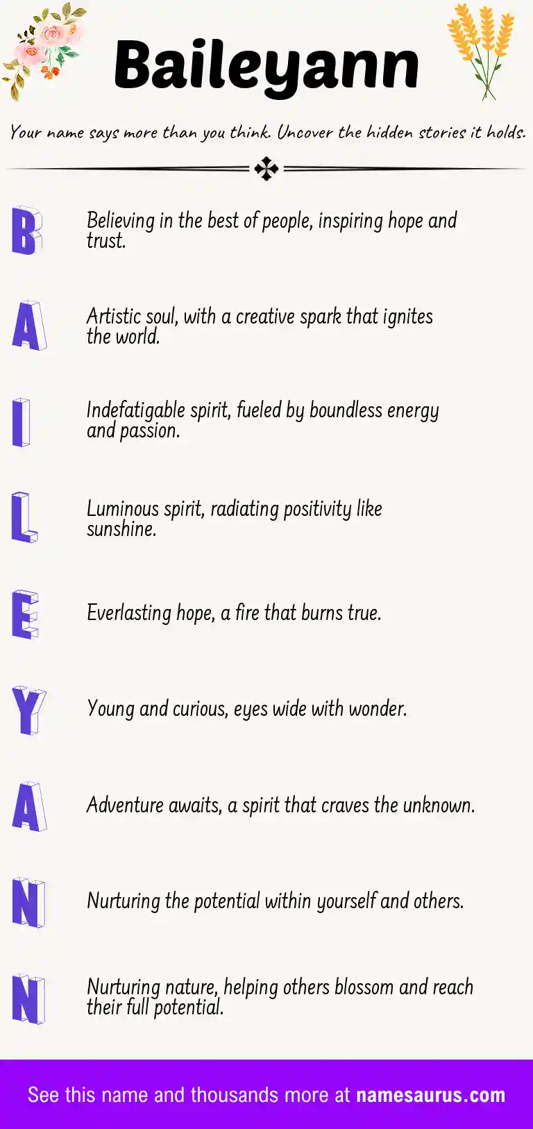 Acrostic poem about Baileyann.