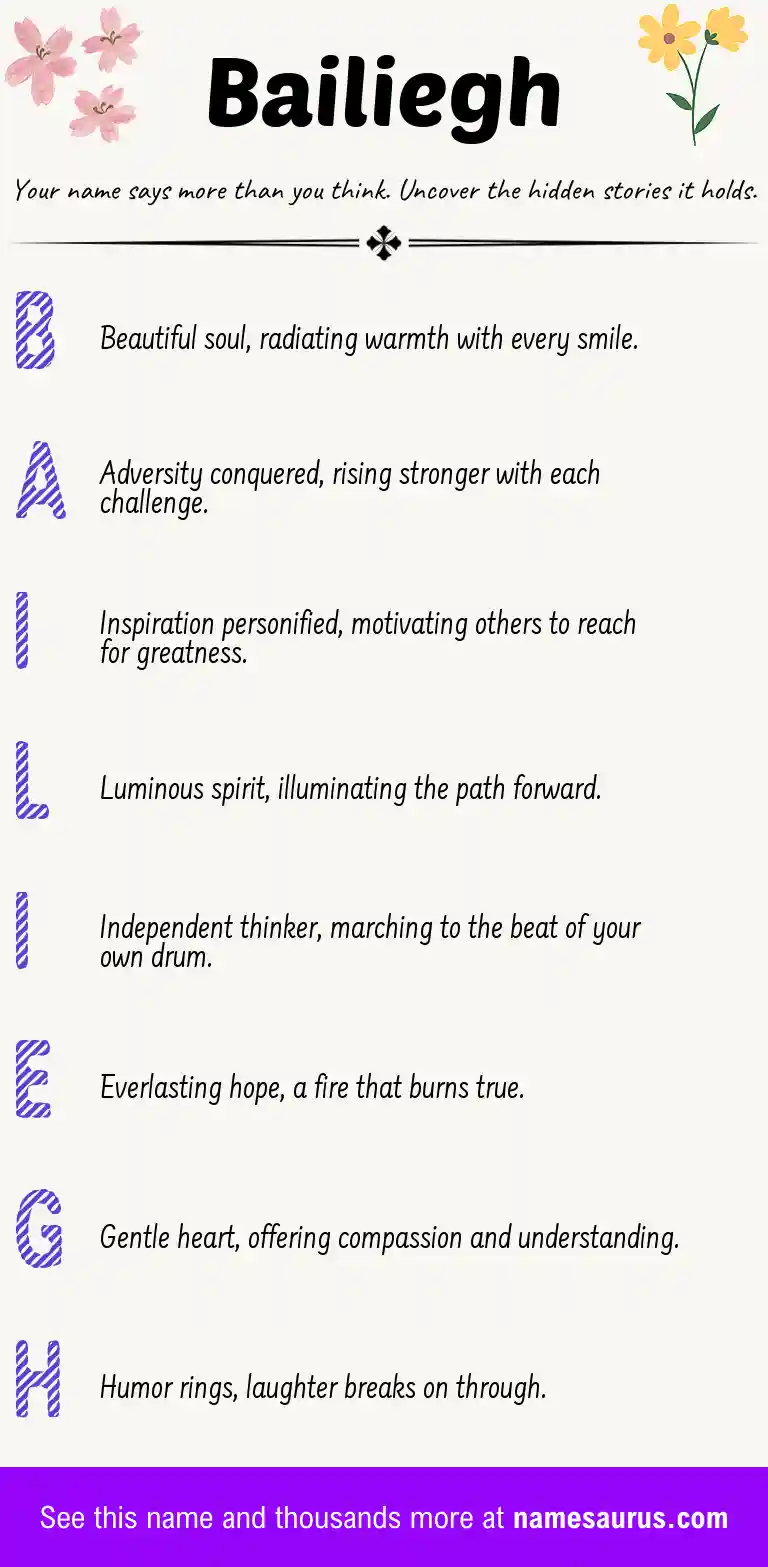 Acrostic poem about Bailiegh.