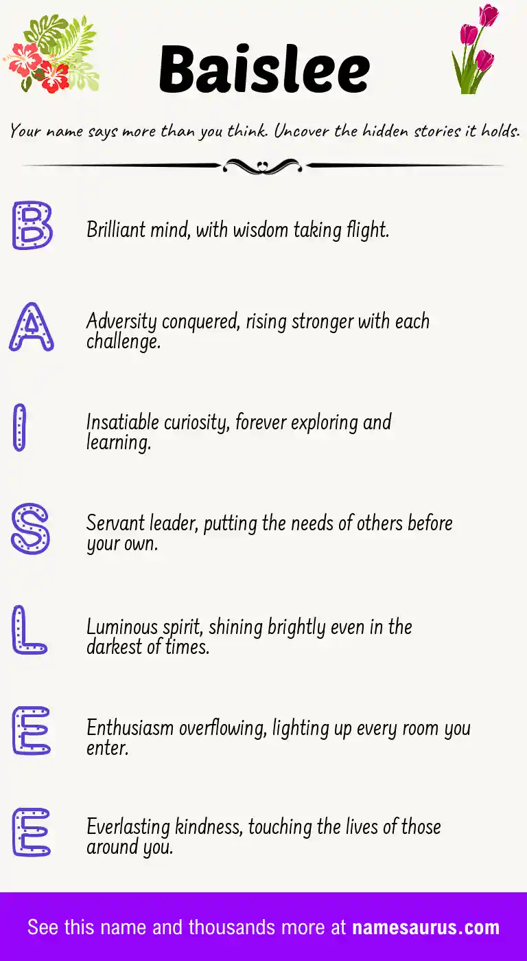 Acrostic poem about Baislee.
