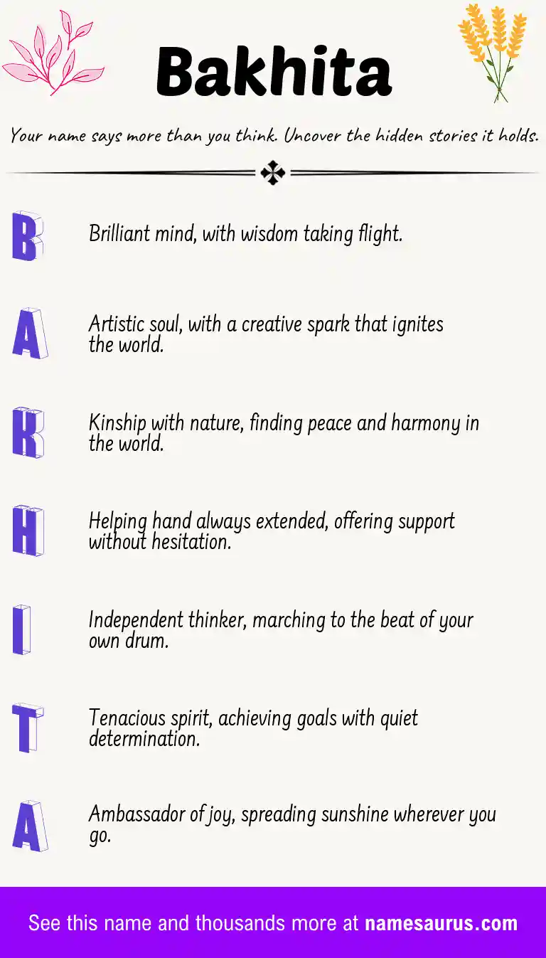 Acrostic poem about Bakhita.