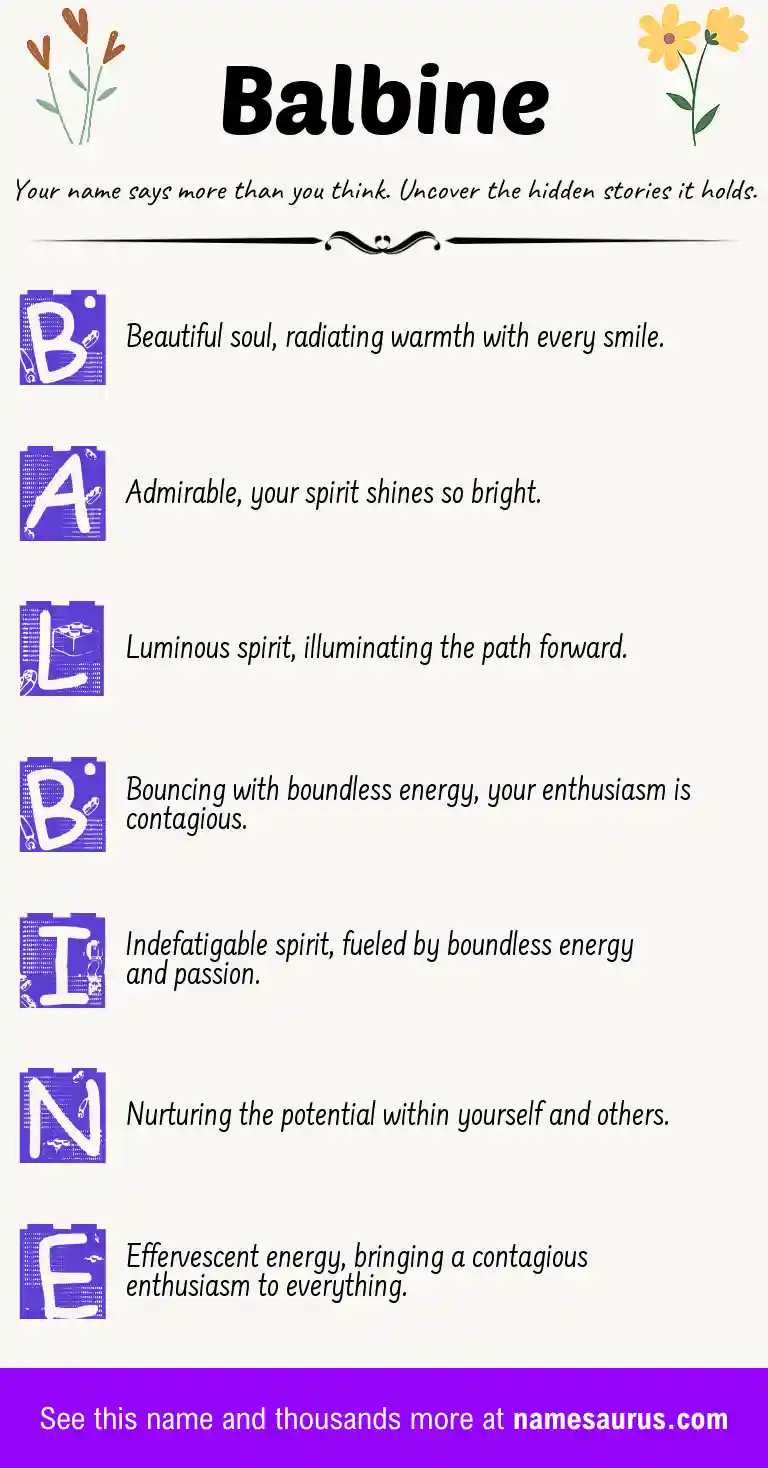 Acrostic poem about Balbine.