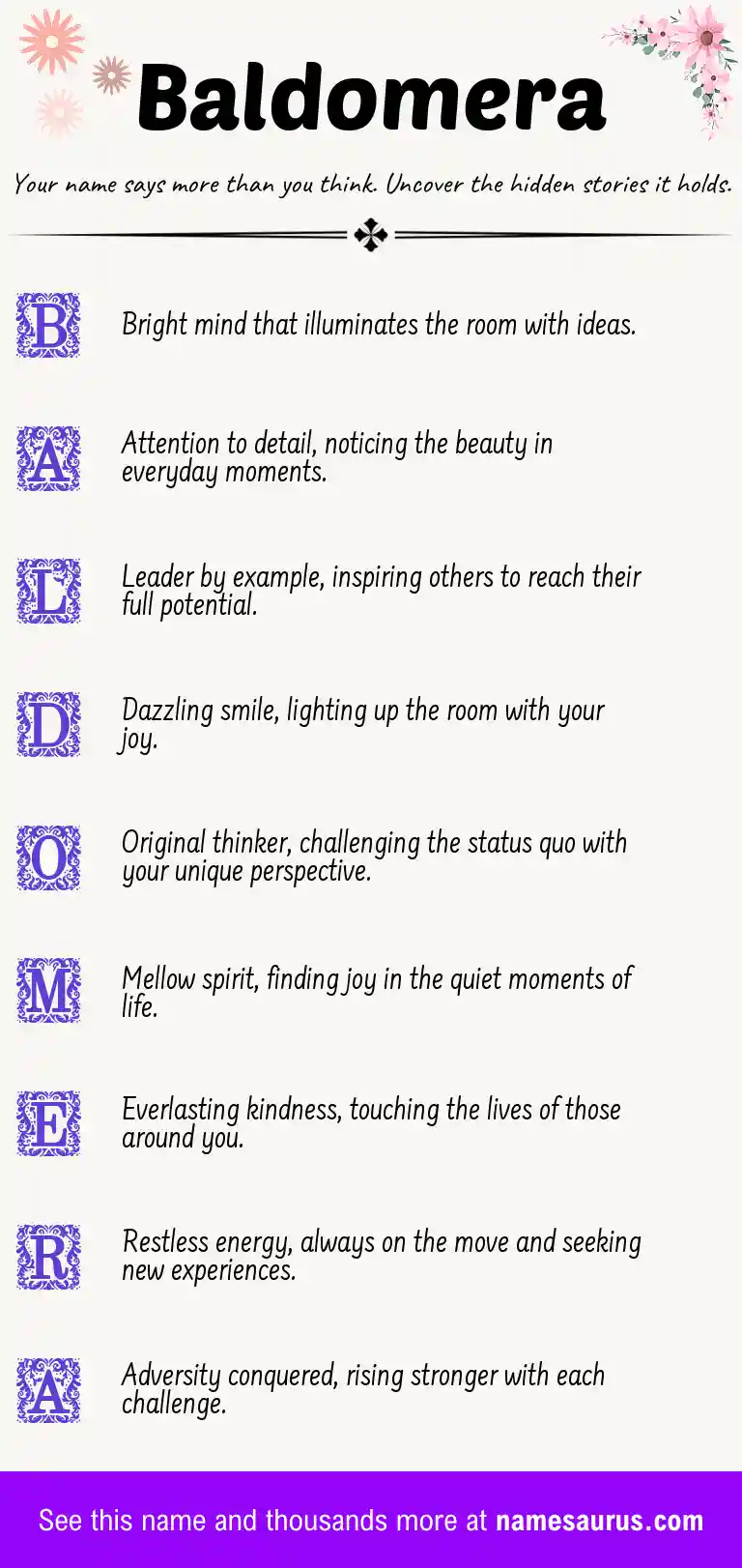 Acrostic poem about Baldomera.