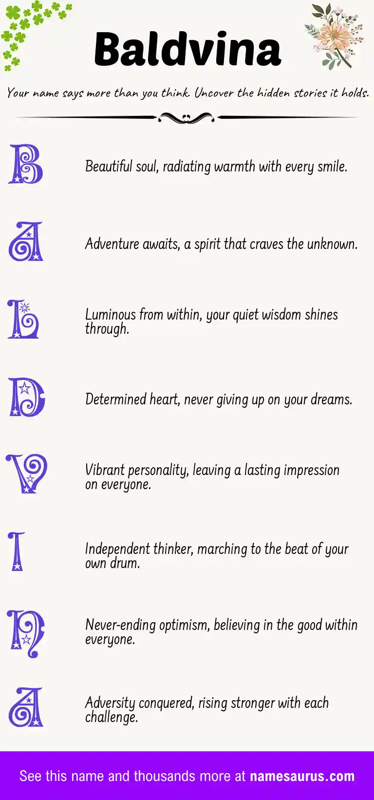 Acrostic poem about Baldvina.
