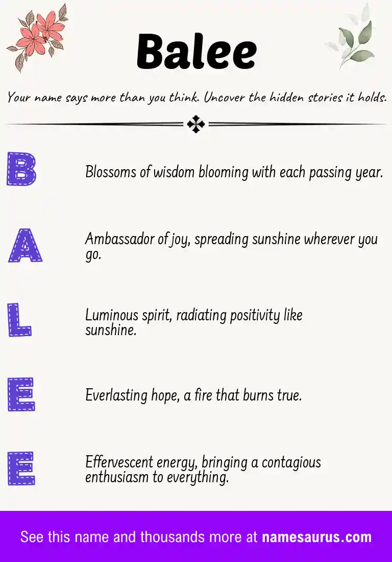 Acrostic poem about Balee.