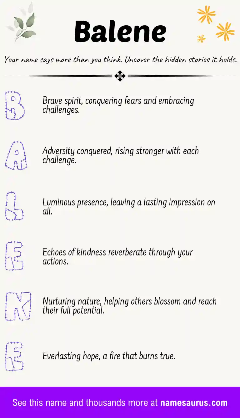 Acrostic poem about Balene.