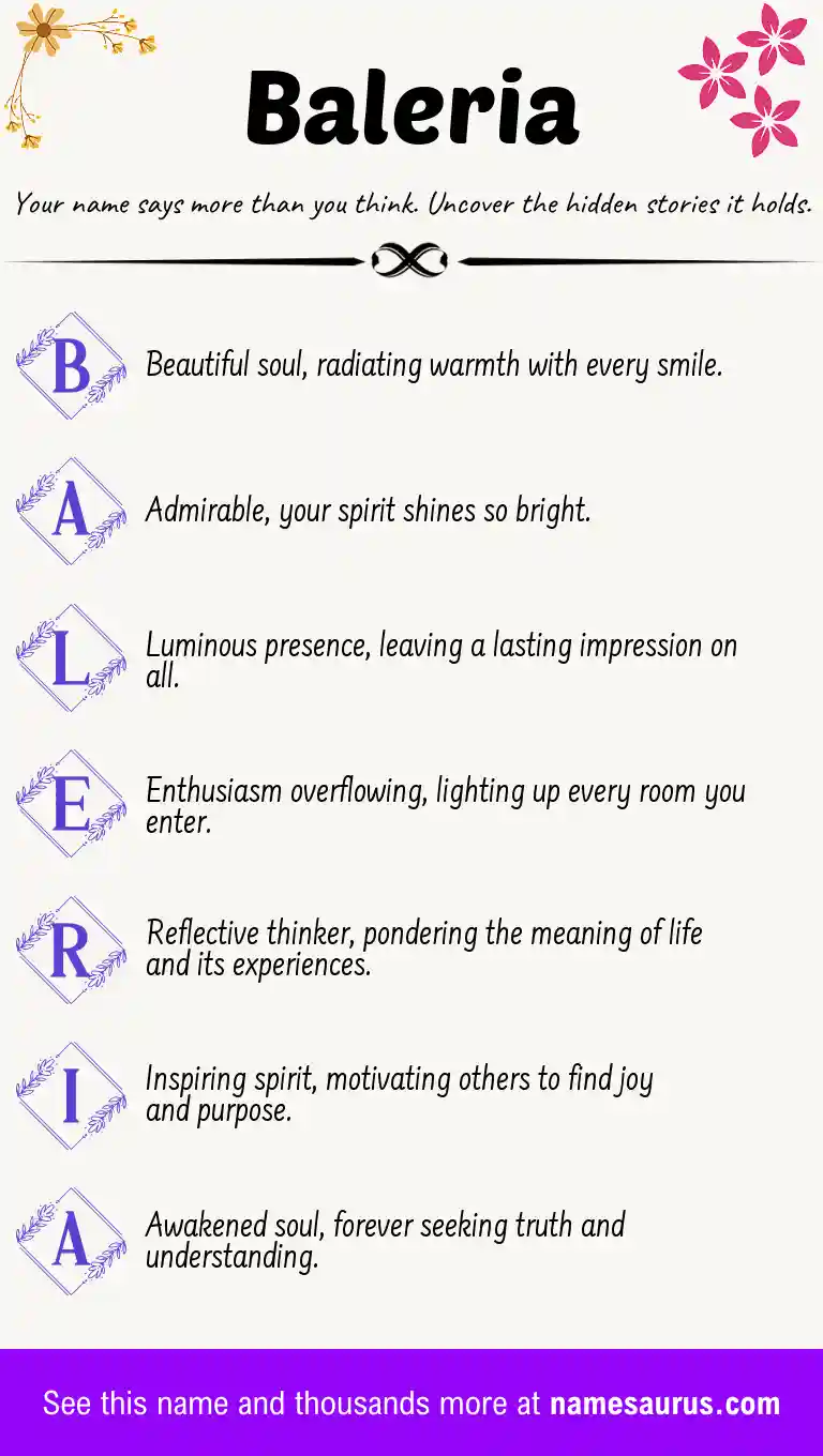 Acrostic poem about Baleria.