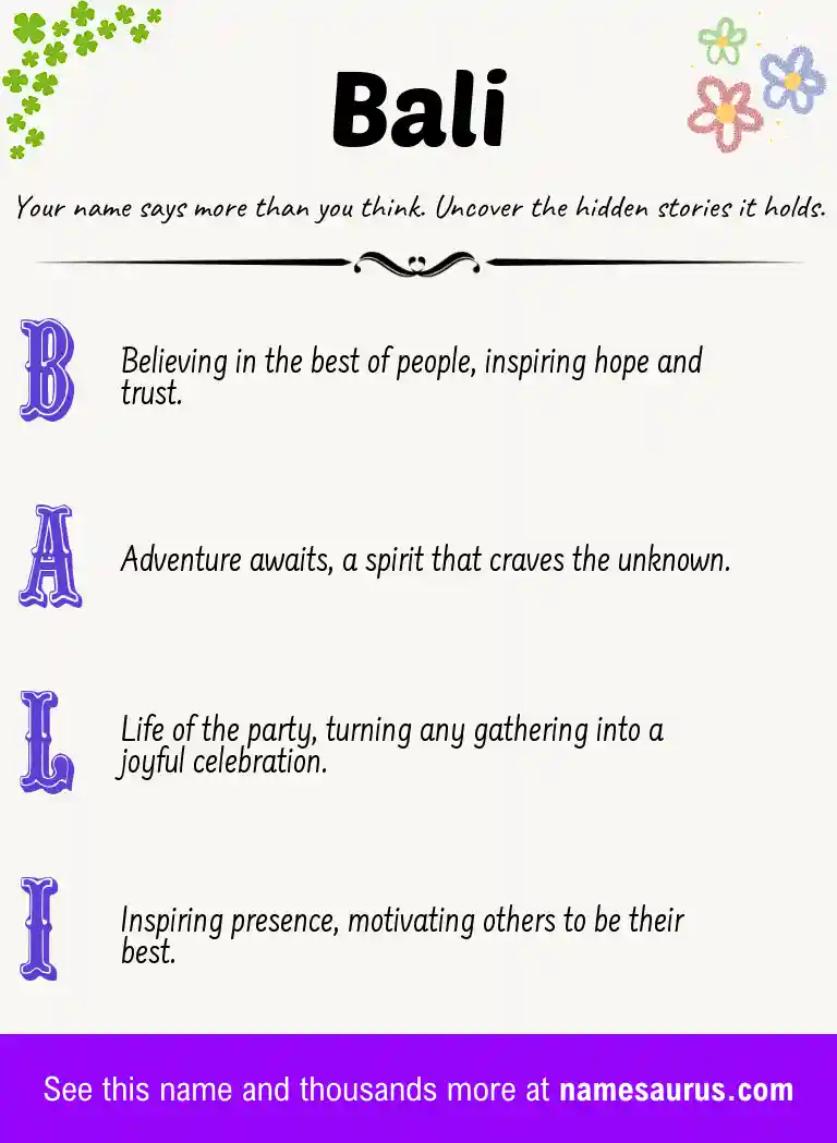 Acrostic poem about Bali.