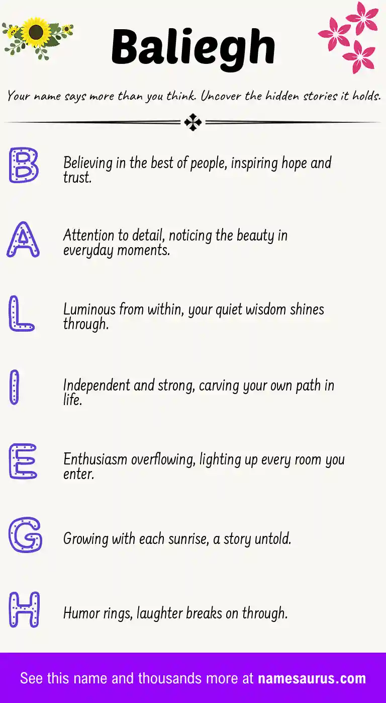 Acrostic poem about Baliegh.