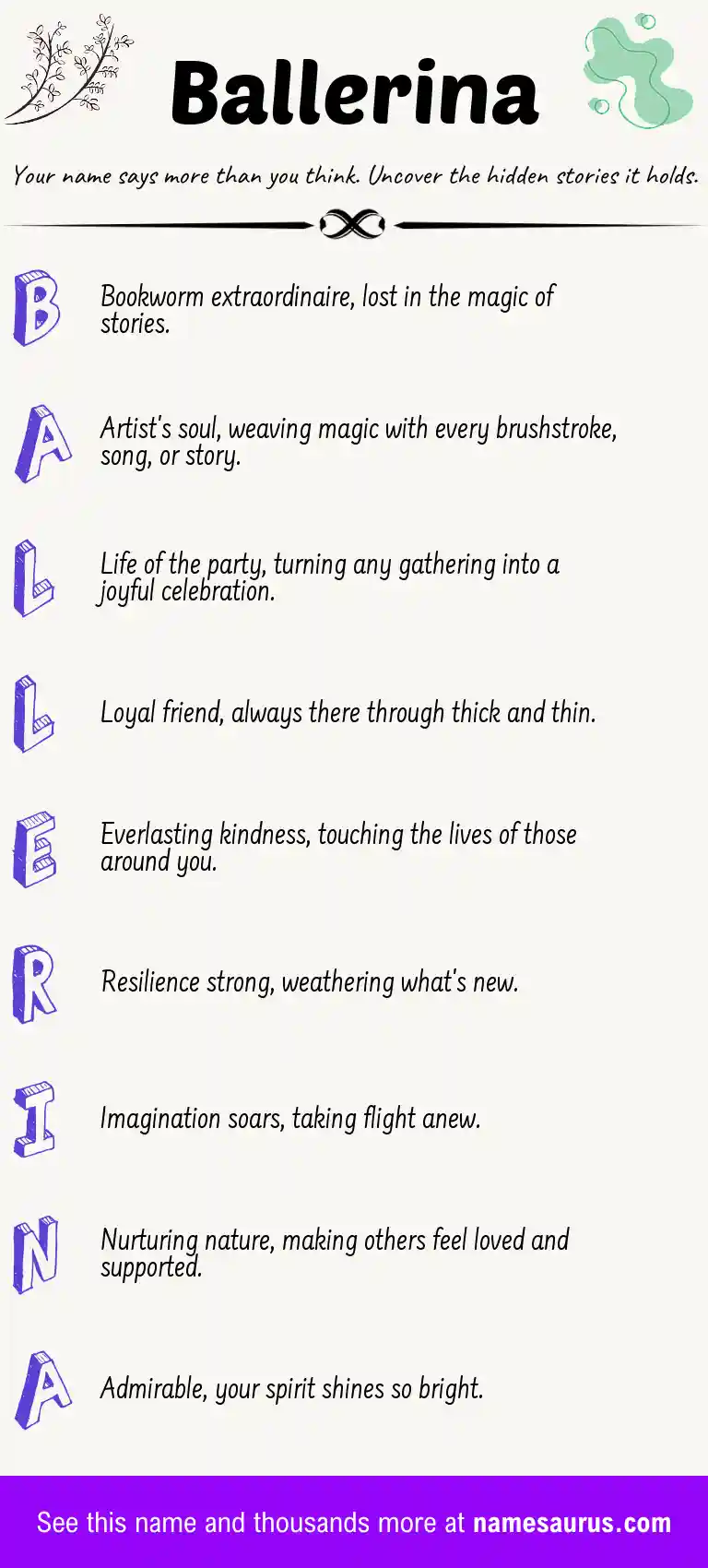 Acrostic poem about Ballerina.