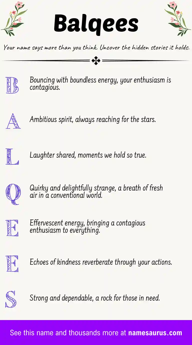 Acrostic poem about Balqees.