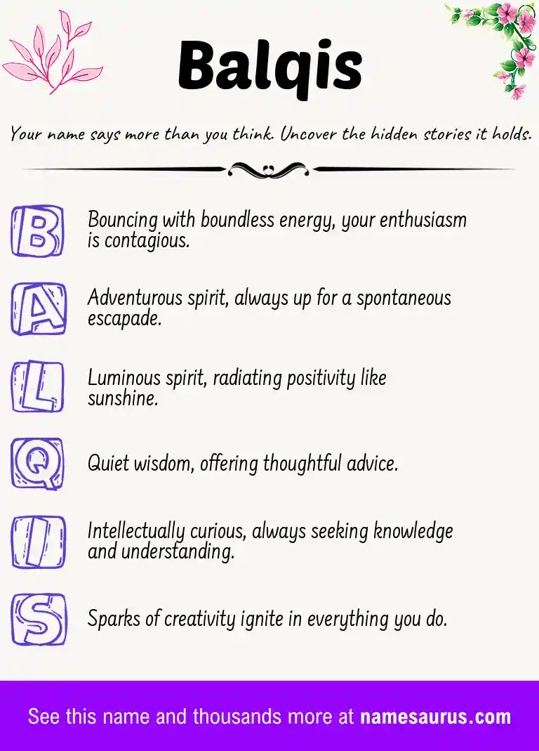 Acrostic poem about Balqis.