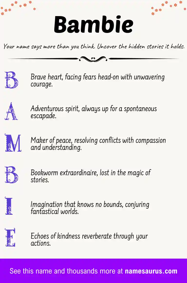 Acrostic poem about Bambie.