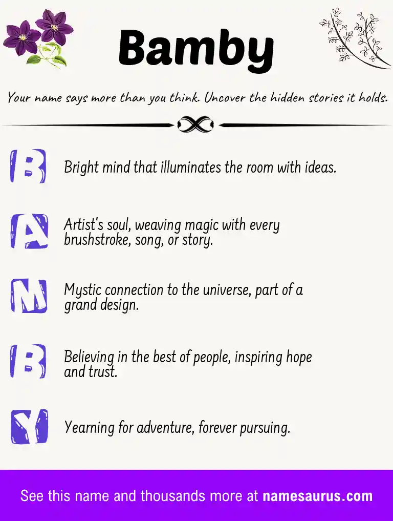 Acrostic poem about Bamby.